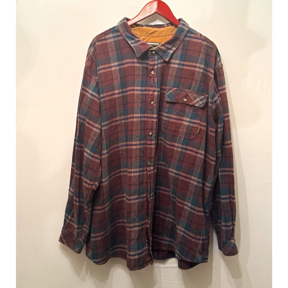 Legendary Whitetails Buck Camp Plaid Flannel Button-Up Shirt Men’s 4XL Pockets